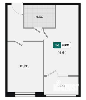 1-к квартира, вторичка, 42м2, 10/18 этаж