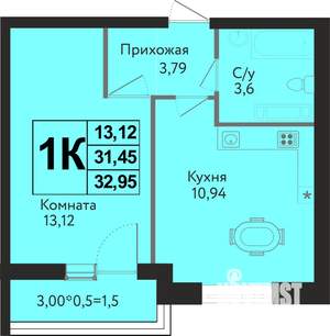 1-к квартира, вторичка, 33м2, 10/16 этаж