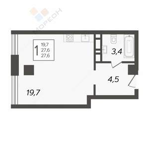 Студия квартира, вторичка, 27м2, 10/15 этаж
