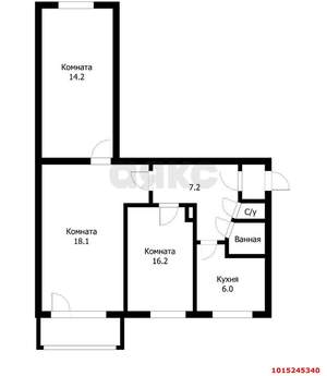 3-к квартира, вторичка, 62м2, 3/5 этаж
