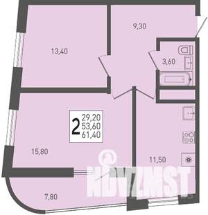 2-к квартира, строящийся дом, 61м2, 20/24 этаж