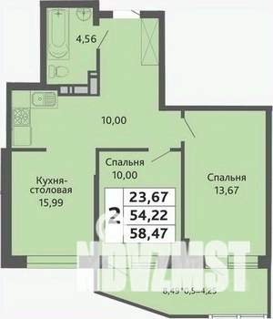 2-к квартира, вторичка, 53м2, 17/20 этаж