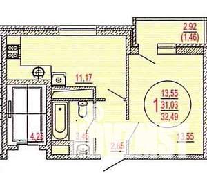 1-к квартира, вторичка, 33м2, 1/10 этаж