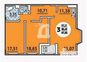 2-к квартира, вторичка, 89м2, 5/9 этаж