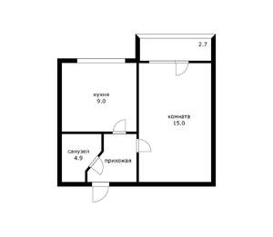 1-к квартира, вторичка, 32м2, 4/5 этаж
