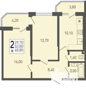 2-к квартира, вторичка, 61м2, 8/22 этаж