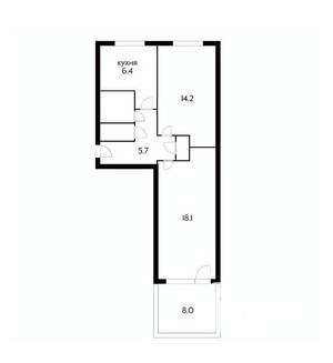 2-к квартира, вторичка, 57м2, 1/5 этаж