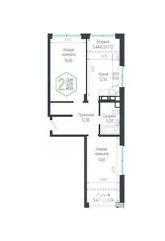 2-к квартира, вторичка, 67м2, 3/24 этаж