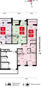 1-к квартира, вторичка, 55м2, 12/22 этаж