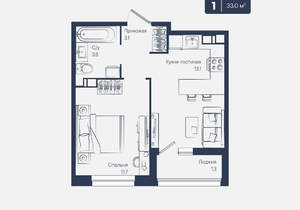 1-к квартира, вторичка, 33м2, 8/18 этаж