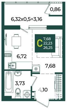 Студия квартира, вторичка, 26м2, 18/18 этаж