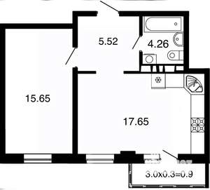 1-к квартира, вторичка, 43м2, 10/16 этаж