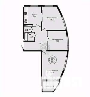 3-к квартира, вторичка, 102м2, 5/25 этаж