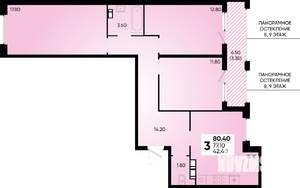3-к квартира, вторичка, 80м2, 9/18 этаж