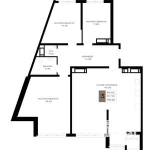 3-к квартира, строящийся дом, 119м2, 15/25 этаж