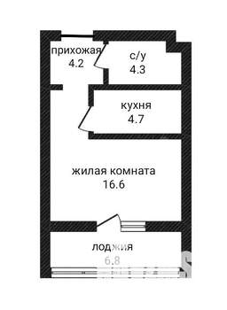 Студия квартира, вторичка, 37м2, 16/20 этаж
