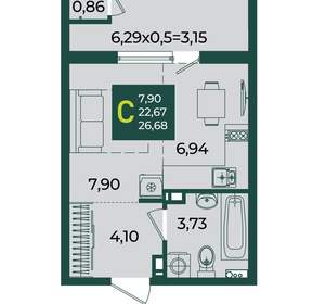 Студия квартира, вторичка, 27м2, 9/18 этаж