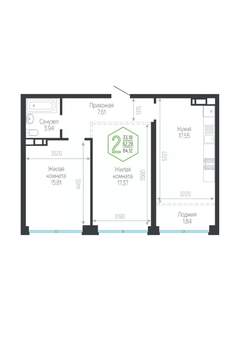 2-к квартира, вторичка, 64м2, 5/24 этаж