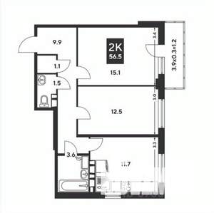 2-к квартира, вторичка, 57м2, 4/9 этаж