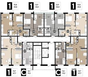 1-к квартира, строящийся дом, 48м2, 19/19 этаж
