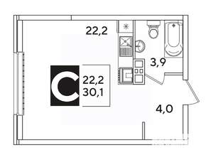 Студия квартира, вторичка, 30м2, 3/16 этаж