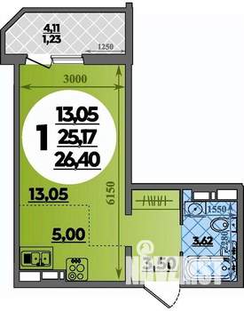 Студия квартира, строящийся дом, 26м2, 4/16 этаж