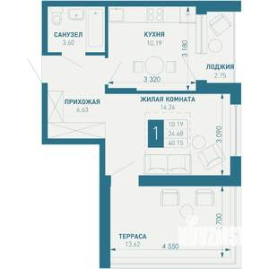 1-к квартира, вторичка, 51м2, 9/9 этаж