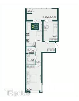 2-к квартира, вторичка, 59м2, 10/18 этаж