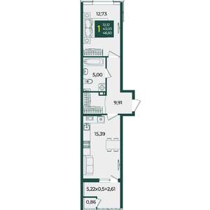 1-к квартира, вторичка, 47м2, 5/18 этаж