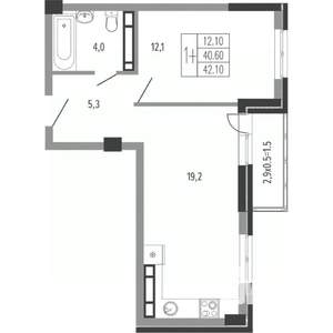 1-к квартира, вторичка, 43м2, 3/15 этаж