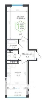 1-к квартира, вторичка, 48м2, 14/24 этаж