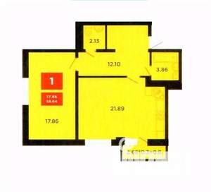2-к квартира, сданный дом, 59м2, 10/16 этаж