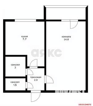 1-к квартира, вторичка, 32м2, 2/5 этаж