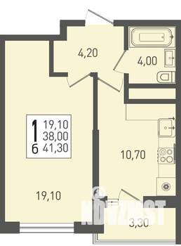 1-к квартира, строящийся дом, 41м2, 20/22 этаж