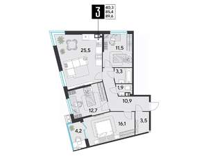 3-к квартира, вторичка, 90м2, 3/18 этаж