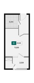 Студия квартира, вторичка, 22м2, 1/18 этаж