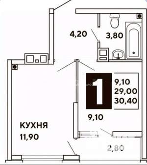 1-к квартира, вторичка, 32м2, 7/16 этаж