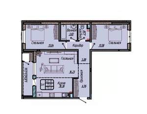3-к квартира, вторичка, 73м2, 3/9 этаж