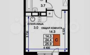 Студия квартира, вторичка, 31м2, 7/16 этаж