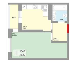 1-к квартира, вторичка, 35м2, 2/24 этаж