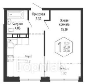 1-к квартира, вторичка, 39м2, 13/16 этаж
