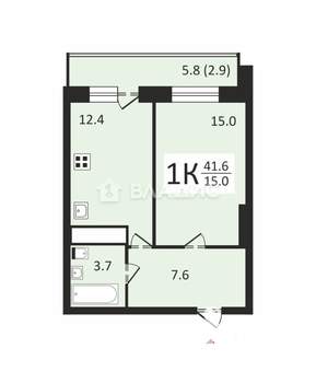 1-к квартира, вторичка, 39м2, 3/17 этаж