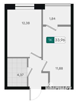 1-к квартира, вторичка, 34м2, 2/9 этаж