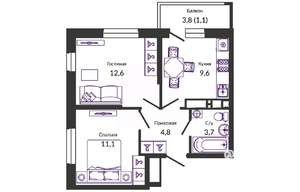 2-к квартира, сданный дом, 44м2, 20/24 этаж