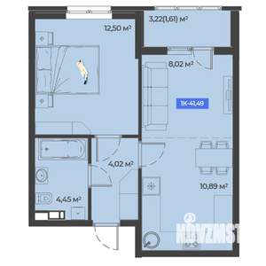 1-к квартира, строящийся дом, 41м2, 2/5 этаж