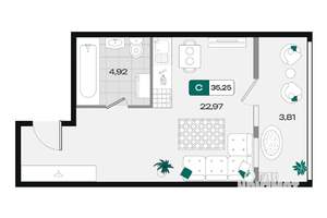 Студия квартира, вторичка, 35м2, 5/18 этаж