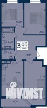 3-к квартира, вторичка, 77м2, 6/18 этаж
