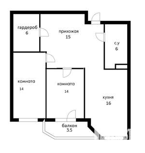 2-к квартира, вторичка, 70м2, 3/16 этаж