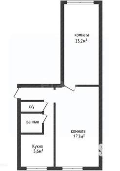 2-к квартира, вторичка, 45м2, 1/5 этаж