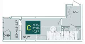 Студия квартира, сданный дом, 32м2, 14/21 этаж